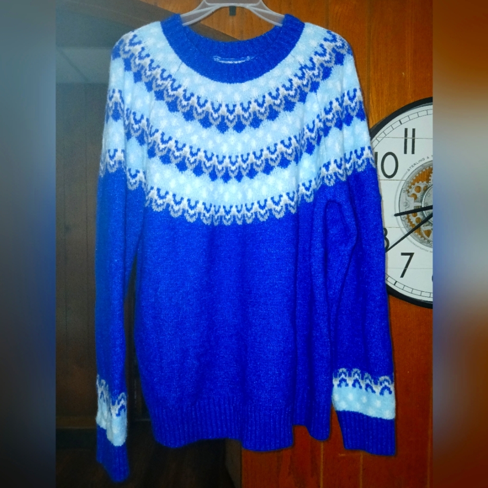 Blue Fair Isle Sweater By 99 Jane Street